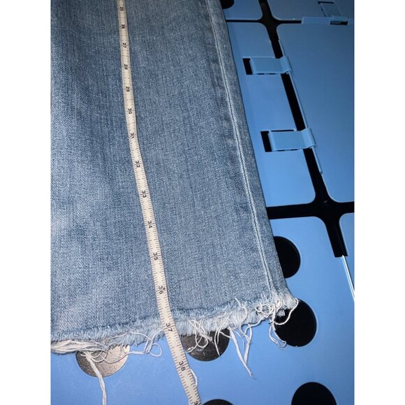 TORY BURCH Pardon My French Medium Wash Frayed Hem Crop Jeans size 28 - Picture 15 of 16